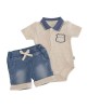 Set 2pc Body & Shorts Ecru Denim