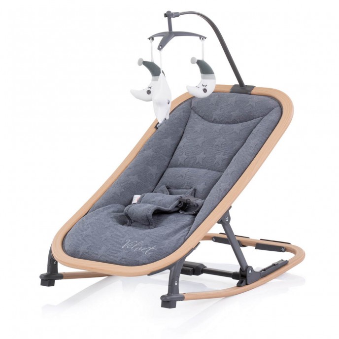 Chipolino Bouncer Rocker Velvet Wood and Graphite