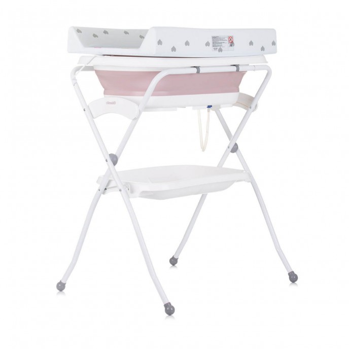 Chipolino Changer Unit with Foldable Bath Fiore Pink