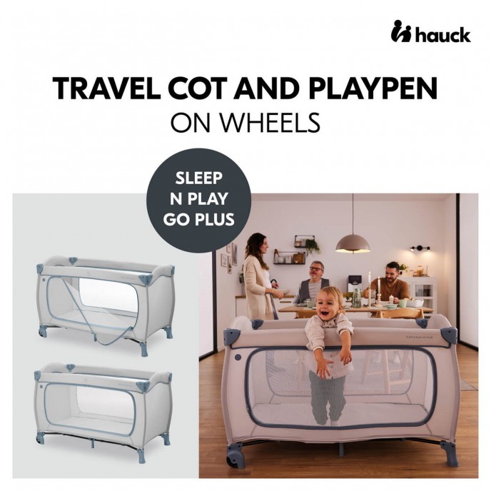 Hauck Travel Cot Sleep n Play Go Plus Dusty Blue