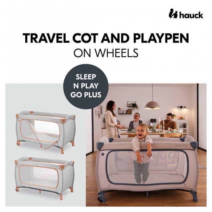 Hauck Travel Cot Sleep n Play Go Plus Dusty Cork