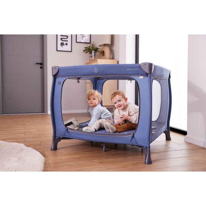 Hauck Travel Cot Sleep n Play Square Set Dark Blue