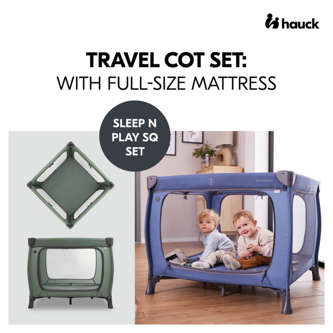 Hauck Travel Cot Sleep n Play Square Set Dark Green