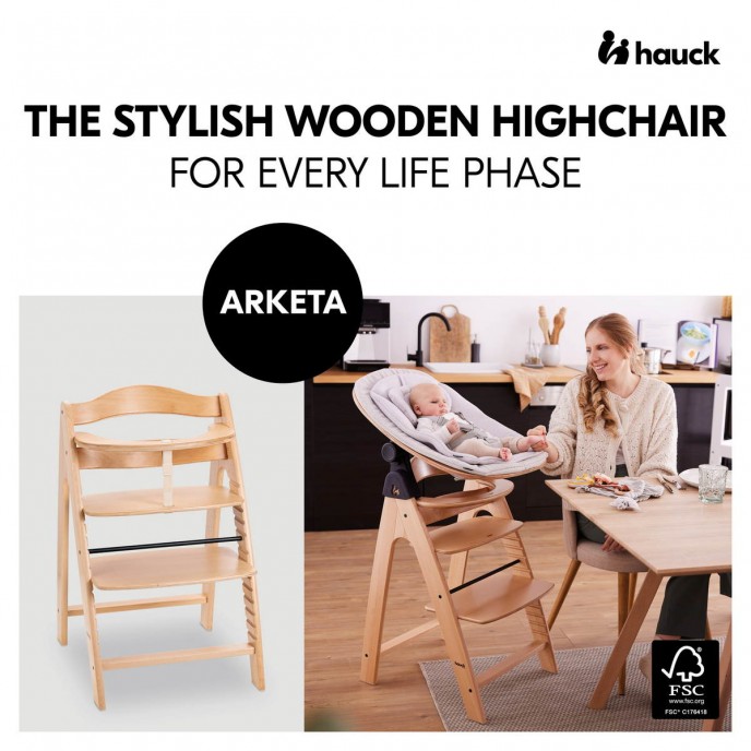 Hauck Arketa Wooden Highchair Beech (up to 130kg)