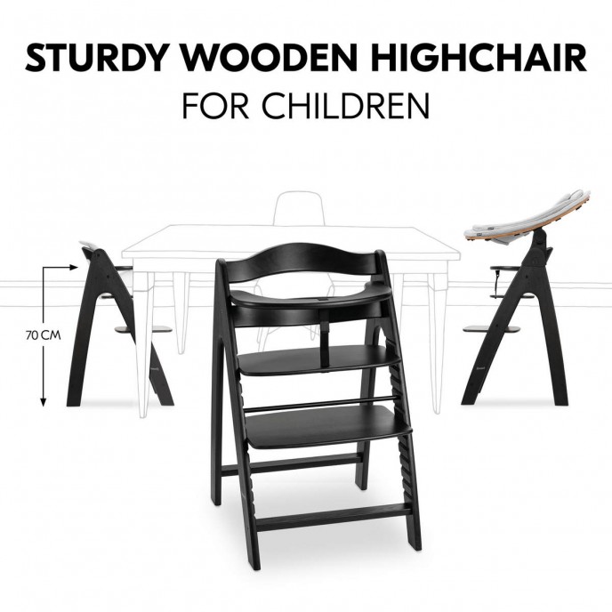 Hauck Arketa Wooden Highchair Beech Black Washed (up to 130kg)