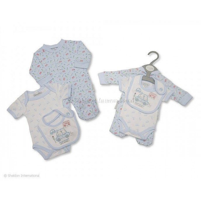 Babygrow Set 3pc Cars Blue