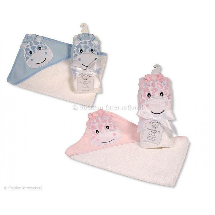 Snuggle Baby Hooded Towel Giraffe Pink