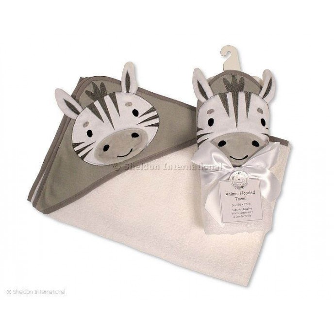 Snuggle Baby Hooded Towel Zebra Grey