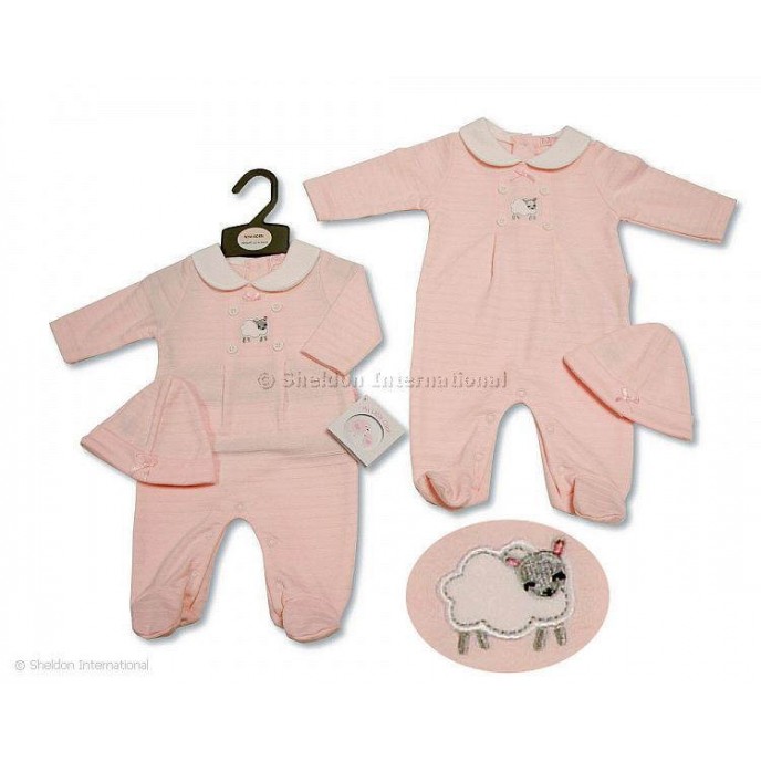 Babygrow with Hat Sheep Pink 00-03m