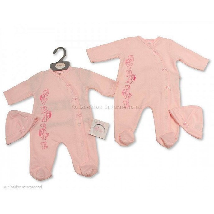 Babygrow with Hat Giraffe Pink 00-03m