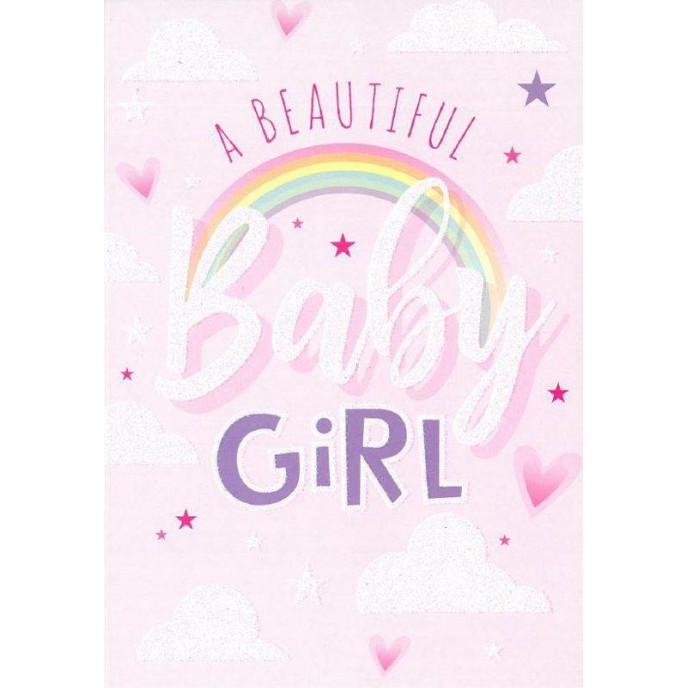 Card Beautiful Baby Girl Rainbow