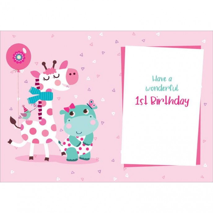 Card Birthday 1 Today Giraffe Girl