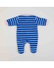 Babygrow Organic Velour Blue Striped Flower 0m