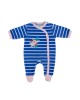 Babygrow Organic Velour Blue Striped Flower 0m