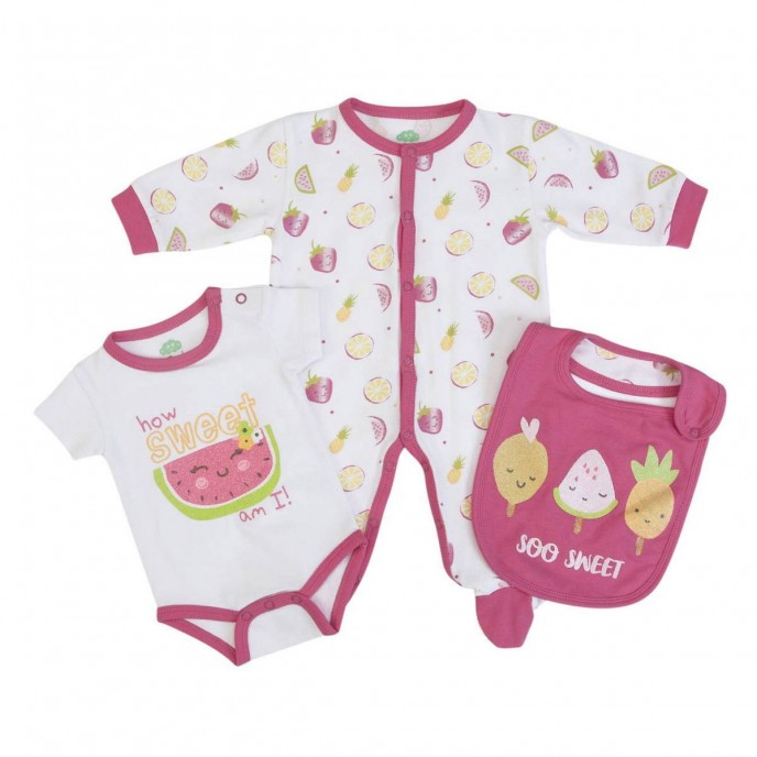 Newborn Set Organic Cotton 3pc Pink So Sweet 0m