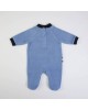 Babygrow Organic Velour Blue Dino Rawr 0m