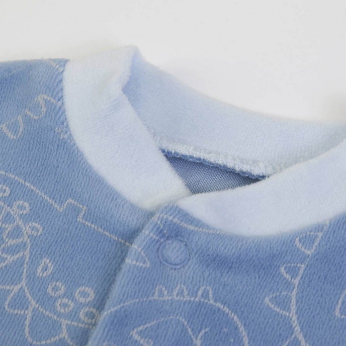 Babygrow Organic Velour Blue Dino 0m