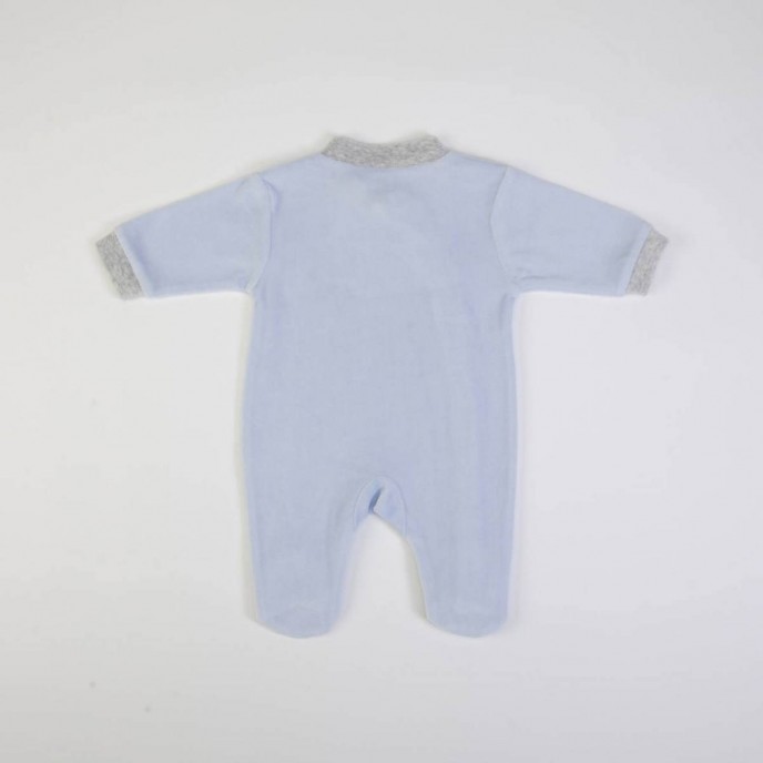 Babygrow Velour Blue Elephant 0m