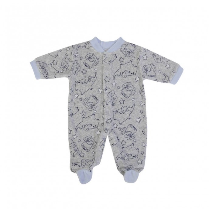 Babygrow Velour Grey Elephant 1m