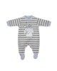 Babygrow Velour Grey Stripe Elephant 1m