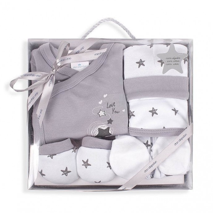 Interbaby Gift Set 5pc Love You Grey