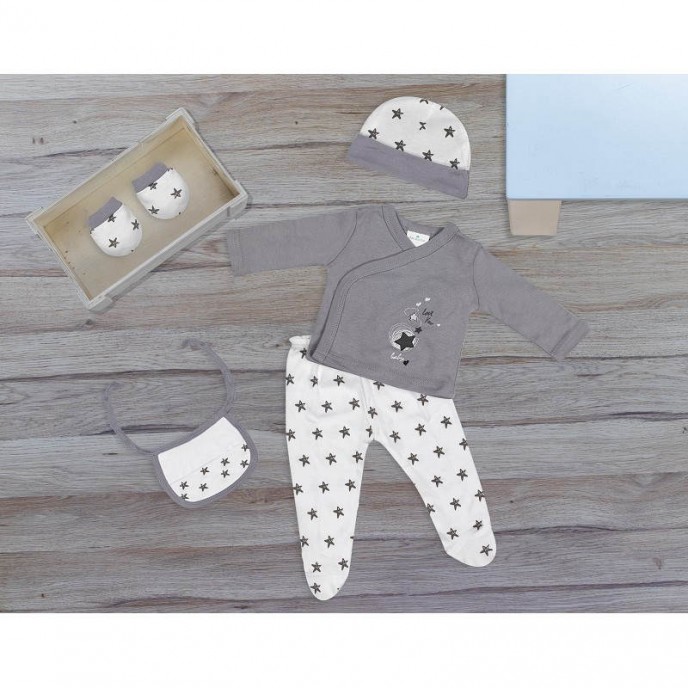 Interbaby Gift Set 5pc Love You Grey