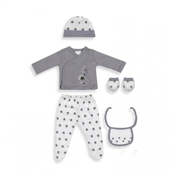 Interbaby Gift Set 5pc Love You Grey