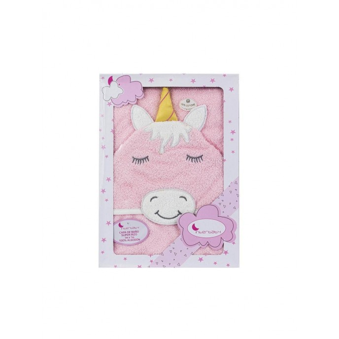 Interbaby Hooded Towel Unicorn Pink