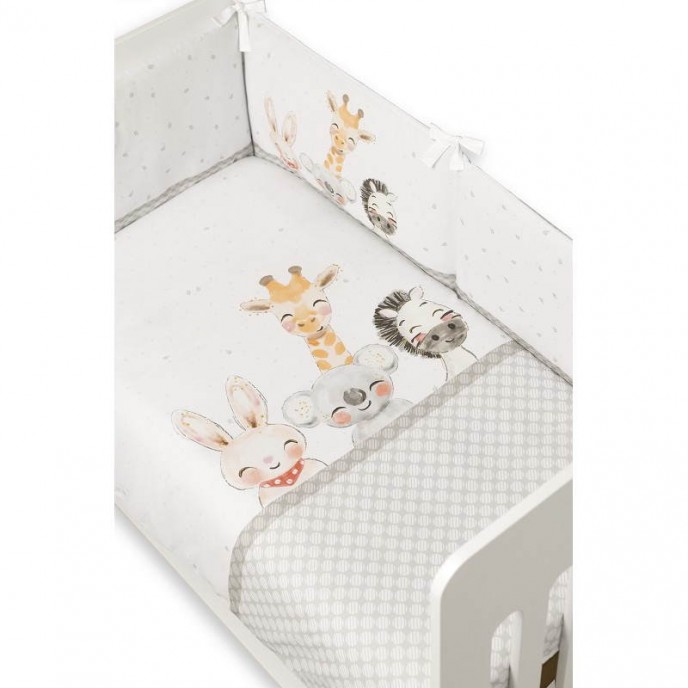 Interbaby Bedding Set Animals Gray