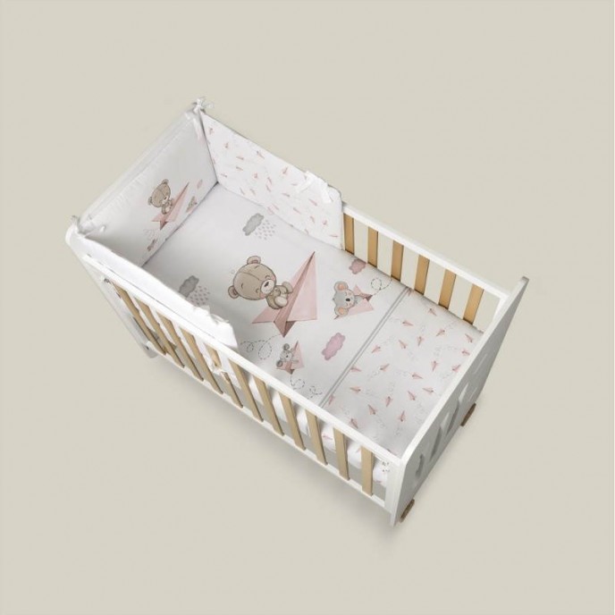 Interbaby Bedding Set Paper Plane Pink