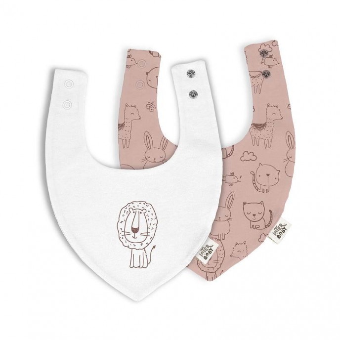 Interbaby Bib Bandana 2pk Animals Pink