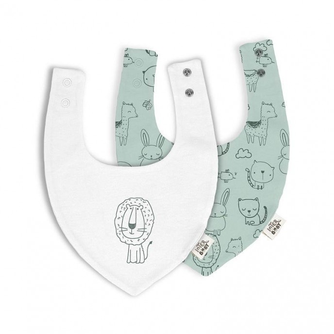 Interbaby Bib Bandana 2pk Animals Green