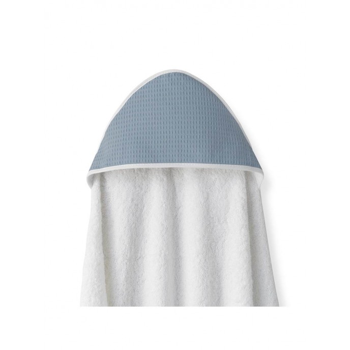 Interbaby Hooded Towel Apron Waffle White Petrol Blue