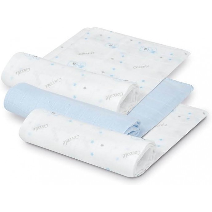 Interbaby Muslins 3pk Bamboo Bear Blue