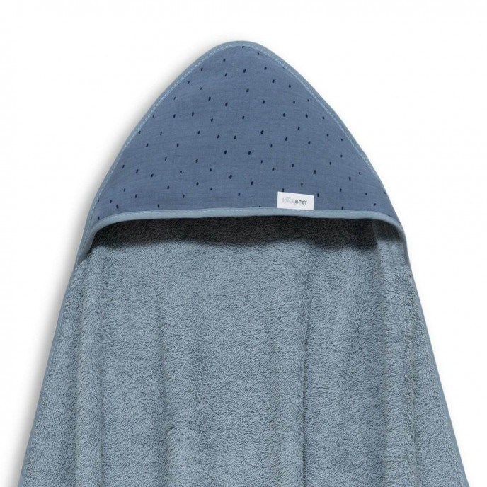 Interbaby Hooded Towel Muslin Dark Blue