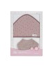 Interbaby Hooded Towel Muslin White Dark Pink