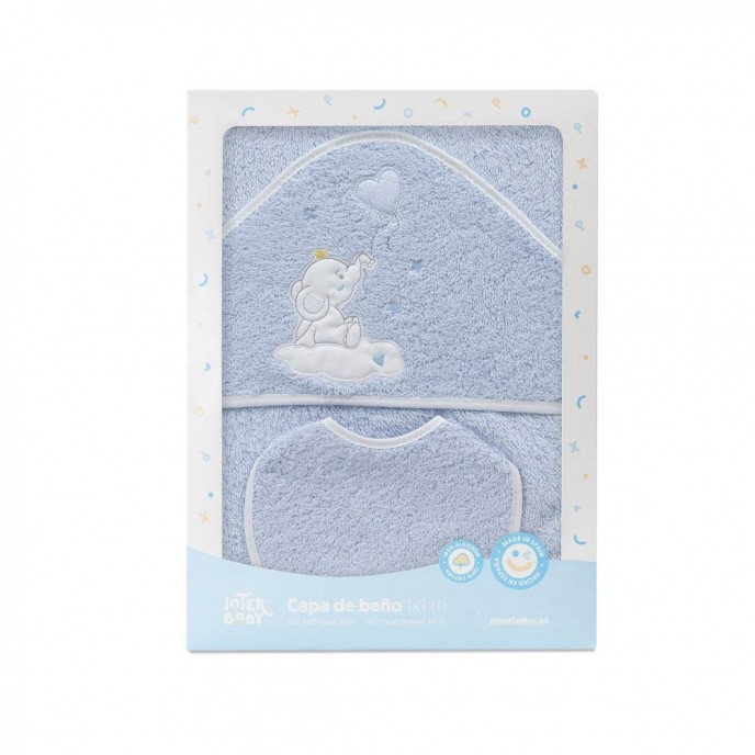 Interbaby Hooded Towel Elephant Blue