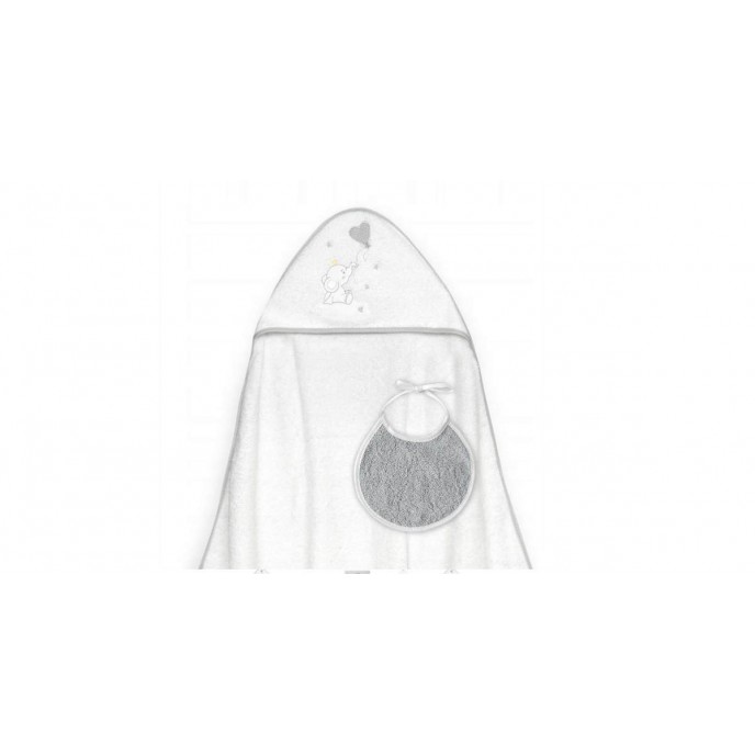 Interbaby Hooded Towel Elephant White Grey