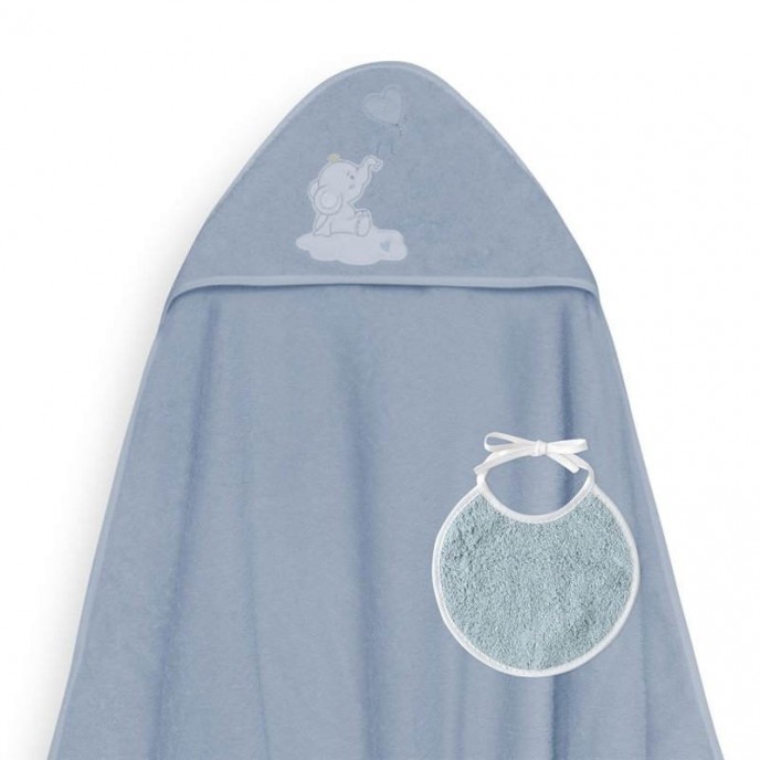 Interbaby Hooded Towel Elephant Petrol Blue