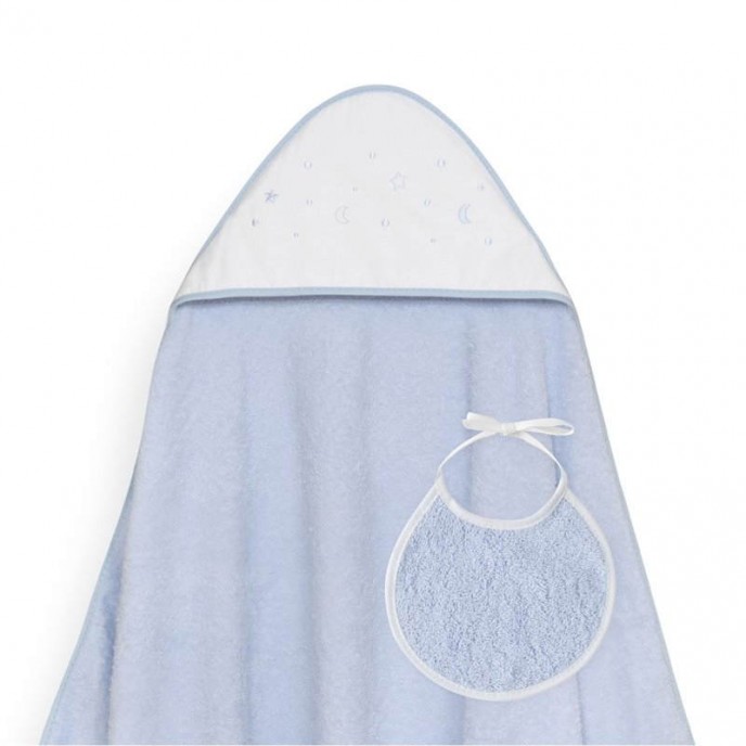 Interbaby Hooded Towel Moon Stars Blue