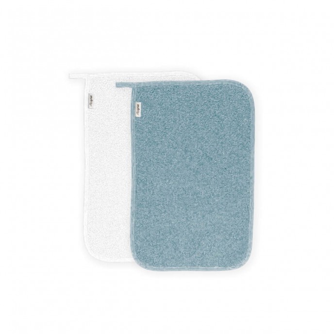 Interbaby Washcloths 2pk White Blue