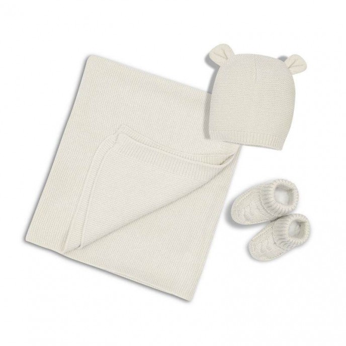 Interbaby Blanket Hat and Socks Set Beige