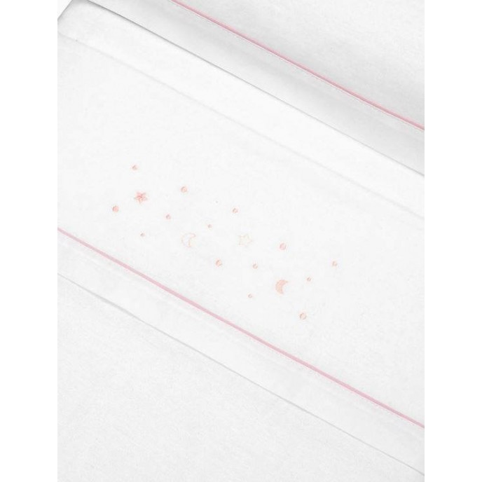 Interbaby Cot Sheets Set Flanelle Stars White/Pink