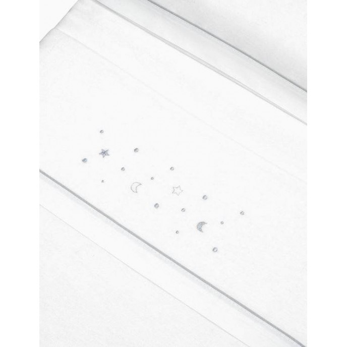 Interbaby Cot Sheets Set Flanelle Stars White/Grey