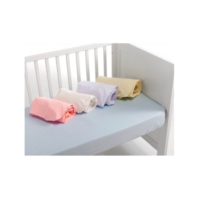 Interbaby Fitted Cotton Sheets Crib 80x55cm Beige