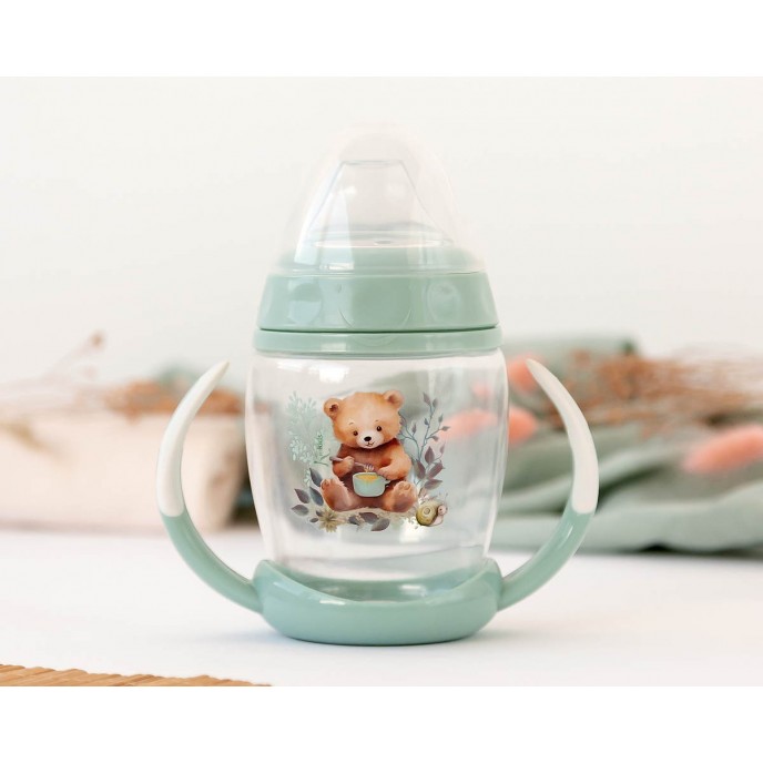 Kiokids Trainer Spout Cup 270ml Sage Bear