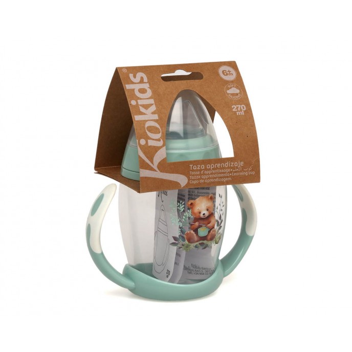 Kiokids Trainer Spout Cup 270ml Sage Bear