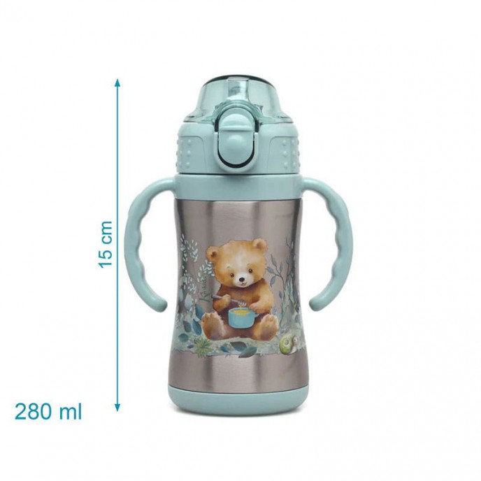 Kiokids Insulated Straw Cup Sage Bear