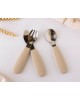 Kiokids Silicone and Metal Cutlery Set 3pc Beige