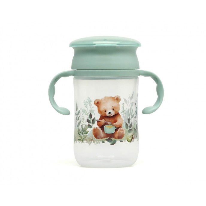 Kiokids Trainer Sippy 360 Cup 300ml Sage Bear